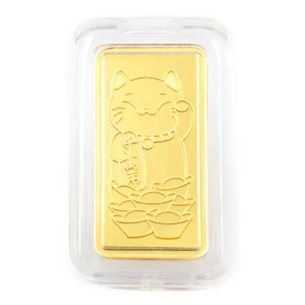 0.5錢招財貓黃金金塊｜吉祥圖樣9999純金硬殼裝
