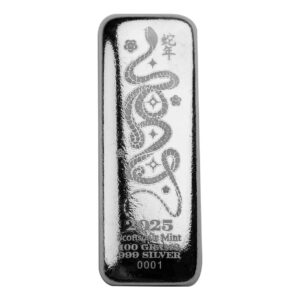 Scottsdale 2025蛇年銀條100克正面圖案設計