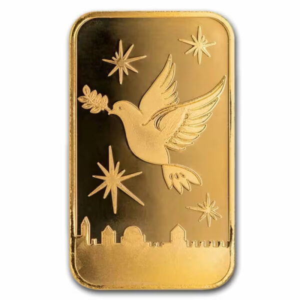 和平之鴿金條 1 克聖地鑄幣廠 .9999 純金封裝實品照