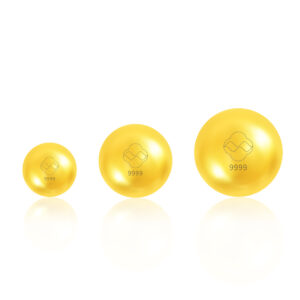 多種重量純金小金豆展示圖（0.1至2錢）