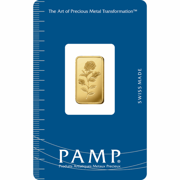 PAMP 玫瑰金條 5公克 正面重量純度與序號標示