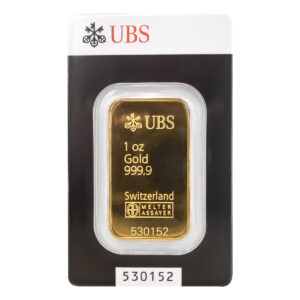UBS 認證 1oz 純金條 正面 UBS logo