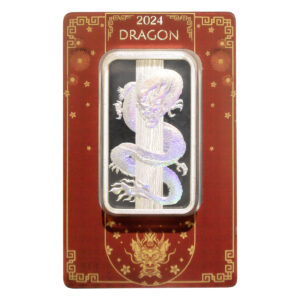PAMP 2024 龍年賀歲全息銀條 50 克（已流通）正面圖