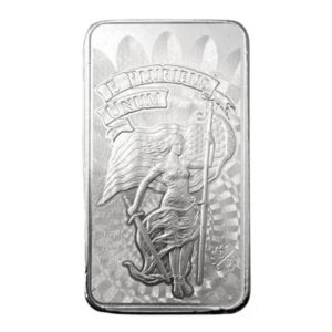 alt="CutSaw Mint 團結自由銀條 5oz 正面自由女神圖案"