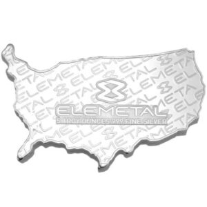 alt="Elemetal USA Map Wavy Flag Silver Bar 5 oz .999"