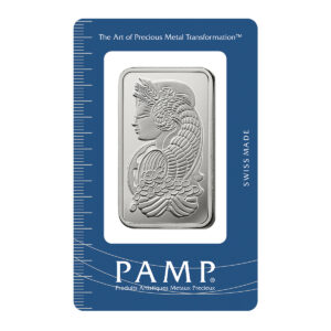 PAMP Lady Fortuna 銀條 1 盎司 正反面展示（瑞士 PAMP SUISSE 財富女神設計）
