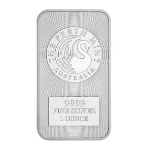 澳洲袋鼠銀條 1 盎司 正反面展示（柏斯鑄幣廠 Kangaroo 系列）