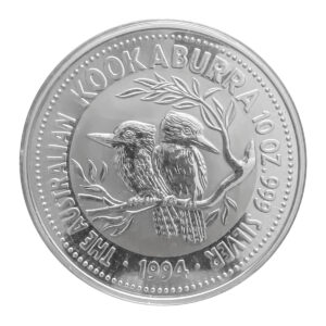 1994 澳洲笑鴗鳥銀幣 10 盎司 Perth Mint 柏斯鑄幣廠 笑翠鳥設計 正面伊莉莎白二世 背面雙鳥圖樣