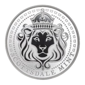 Scottsdale 獅王銀章 1 盎司 Omnia Type 2 正反面展示（Cob Coin 靈感設計）