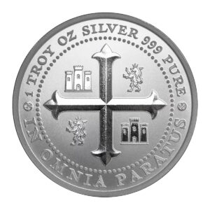 Scottsdale 獅王銀章 1 盎司 Omnia Type 2 正反面展示（Cob Coin 靈感設計）